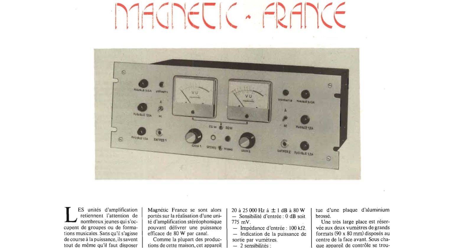 Magnétic-France Amplificateur 2x 80 W
