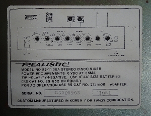 Realistic Stereo Disco Mixer Type 32-1100A